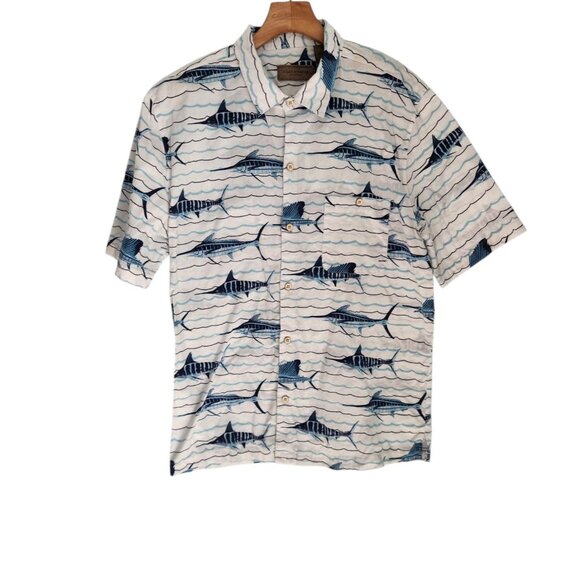 Clearwater Outfitters Shirt Fish Print Swordfish Sailfish Baja Button Up XL EUC - Picture 1 of 12